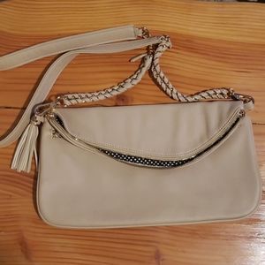 Cream Clutch Faux Leather